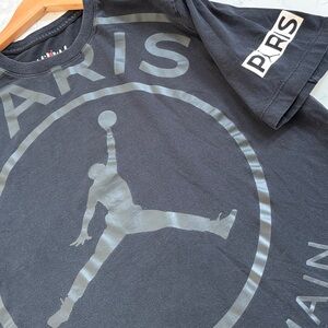 Air Jordan x PSG Paris Saint-Germain Black Logo T-Shirt Streetwear Size L